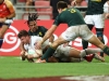 USA's Steve Tomasin dives in a try against South Africa on day two of the HSBC World Rugby Sevens Series in Singapore on 14 April, 2019. Photo credit: Mike Lee - KLC fotos for World Rugby