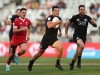 New Zealand's Andrew Knewstubb cuts through the Wales defense for a try on day one of the HSBC Cape Town Sevens 2019 men's competition on 13 December, 2019. Photo credit: Mike Lee - KLC fotos for World Rugby
