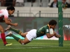 South Africa's Kurt-Lee Arendse dives in a try around the corner against Japan on day one of the HSBC Cape Town Sevens 2019 men's competition on 13 December, 2019. Photo credit: Mike Lee - KLC fotos for World Rugby