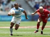 Argentina captain Gaston Revol races away from the Wales defense on day two of the HSBC Cape Town Sevens 2019 men's competition on 14 December, 2019. Photo credit: Mike Lee - KLC fotos for World Rugby