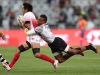 Fiji's tackles against Japan's Kazuma Nakagawa on day two of the HSBC Cape Town Sevens 2019 men's competition on 14 December, 2019. Photo credit: Mike Lee - KLC fotos for World Rugby