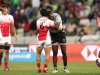 Japan's Yoshihiro Noguchi and Fiji's Aminiasi Tuimaba after the game on day two of the HSBC Cape Town Sevens 2019 men's competition on 14 December, 2019. Photo credit: Mike Lee - KLC fotos for World Rugby