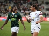South Africa's Seabelo Senatla and USA's Maka Unufe after the game on day two of the HSBC Cape Town Sevens 2019 men's competition on 14 December, 2019. Photo credit: Mike Lee - KLC fotos for World Rugby