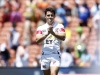 The crowd celebrates USA captain Madison Hughes's 50th tournament appearance before the game against Scotland on day one of the HSBC New Zealand Sevens 2020 men's competition at FMG Stadium Waikato on 25 January, 2020 in Hamilton, New Zealand. Photo credit: Mike Lee - KLC fotos for World Rugby