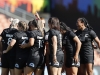 New Zealand team huddle before the game against England on day one of the HSBC New Zealand Sevens 2020 women's competition at FMG Stadium Waikato on 25 January, 2020 in Hamilton, New Zealand. Photo credit: Mike Lee - KLC fotos for World Rugby