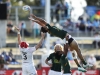South Africa's Muller du Plessis reaches for a ball in the air against England on day one of the HSBC New Zealand Sevens 2020 men's competition at FMG Stadium Waikato on 25 January, 2020 in Hamilton, New Zealand. Photo credit: Mike Lee - KLC fotos for World Rugby