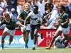Kenya's Geofrey Okwach races away from the South Africa defense for a try on day two of the HSBC New Zealand Sevens 2020 men's competition at FMG Stadium Waikato on 26 January, 2020 in Hamilton, New Zealand. Photo credit: Mike Lee - KLC fotos for World Rugby