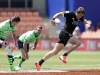 New Zealand co-captain Tim Mikkelson races away from the Scotland defense for a try on day two of the HSBC New Zealand Sevens 2020 men's competition at FMG Stadium Waikato on 26 January, 2020 in Hamilton, New Zealand. Photo credit: Mike Lee - KLC fotos for World Rugby